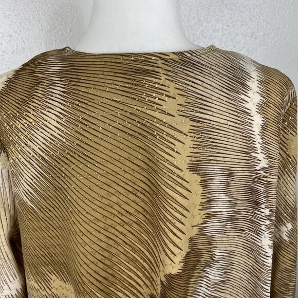 Vintage Ample Togs California Blouse Women 2XL Gold White Relaxed Bell Sleeve - Picture 14 of 16